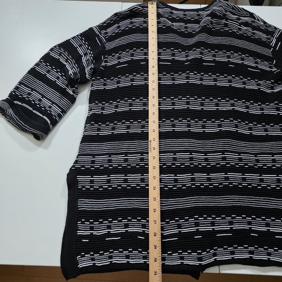 Marla Wynne Cardigan Womens L Black White 3/4 Sleeve Slouchy Cottage Lagenlook - Picture 8 of 16